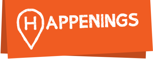 Happenings logo orange bg